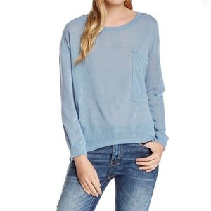 Cloth By RDI Women's Blue Fog Pocket Knit Long Sleeve Top NWT
